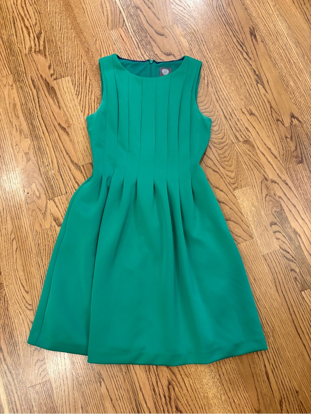 Vince Camuto Sleeveless Teal Pleated Fit-and-Flare Midi Dress